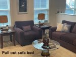 Loft seating area with sofa bed